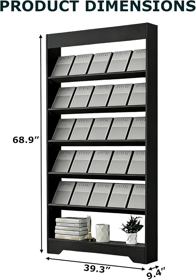 LHIUGE 6-Layer Brochure Display Rack, Freestanding Wooden Magazine Rack - Image 2