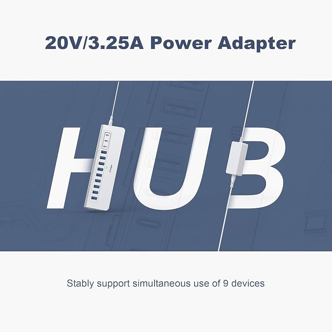 YH9AC Powered USB Hub 10Gbps, intpw 12 Port USB C Hub - Image 6