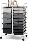 COSTWAY 15 Drawers Storage Cart, Mobile Tools Scrapbook Paper Organizer Cart by COSTWAY