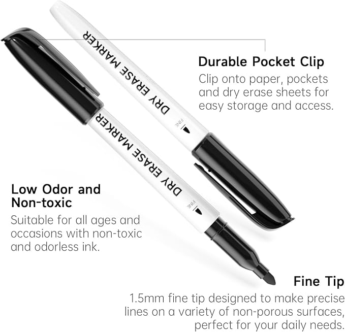 Lineon 100 Bulk Pack Black Whiteboard Markers - Image 3