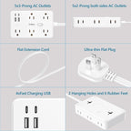 Surge Protector Power Strip 1 FT Flat Extension Cord ，10 AC Outlets & 4 USB - Image 5