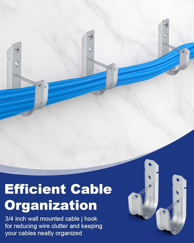 AOKLIT 100 Pcs 2" Galvanized Steel J-Hooks, Heavy Duty Wall Mount Cable Support - Image 4
