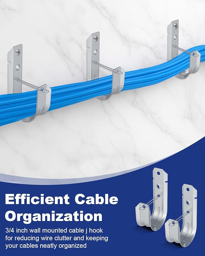 AOKLIT 2" Galvanized Steel J-Hooks, Heavy Duty Wall Mount Cable Support J Hook - Image 4
