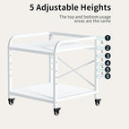 Vokumba 20 Inches Large White Printer Stand, 2-Tier Under Desk Printer Table - Image 3