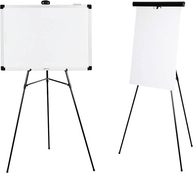 Amazon Basics High Boardroom Black Aluminum Flipchart Whiteboard and Display - Image 4
