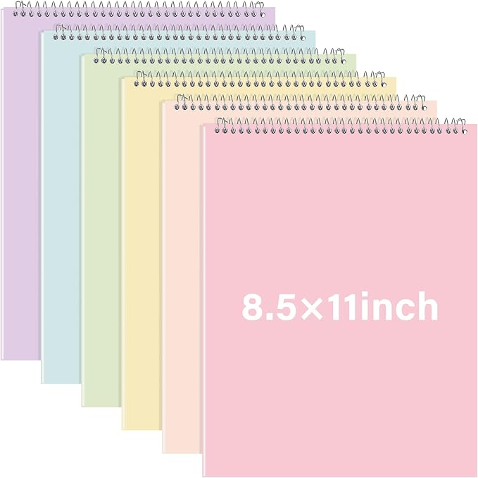 Maitys 6 Pcs Legal Pad Steno Spiral Notebook 8.5" x 11" Top Bound Spiral Pads by Unknown