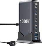 1000W USB C Charger Block, 10-Port USB C Charging Station GaN IV Travel by SMSASOEO