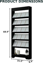 LHIUGE 6-Layer Brochure Display Rack, Freestanding Wooden Magazine Rack - Image 2