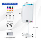 Goplus 40” x 26” Rolling Whiteboard, Height Adjustable Magnetic Dry Erase Board - Image 5