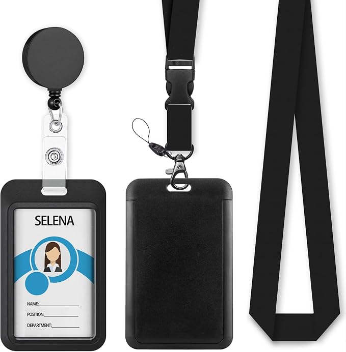 Black Badge Holder Retractable Lanyard, Lanyards by Mcapirivo