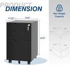 Fesbos 3 Drawer Vertical File Cabinet, Mobile Filling Cabinets - Image 3
