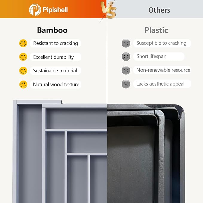 Pipishell Bamboo Expandable Drawer Organizer - Image 3