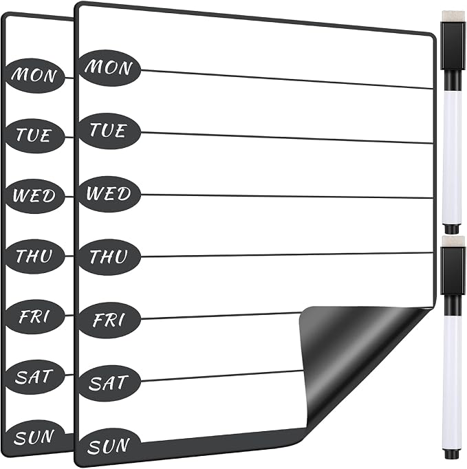 Outus 2 Pieces Magnetic Weekly Dry Erase Boards Erasable Weekly Calendars by Outus
