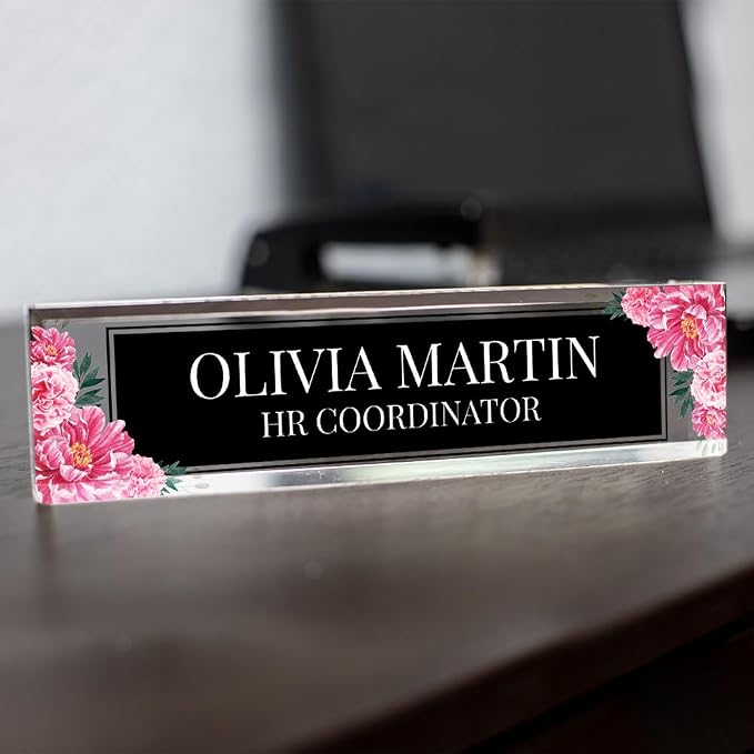 Signs ByLITA Floral Pattern Customized Nameplate | Midnight Bloom Personalized - Image 2