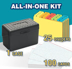 H4D 4x6 Index Card Holder with 100 Heavyweight Ruled Index Cards and 25 Plastic - Image 2