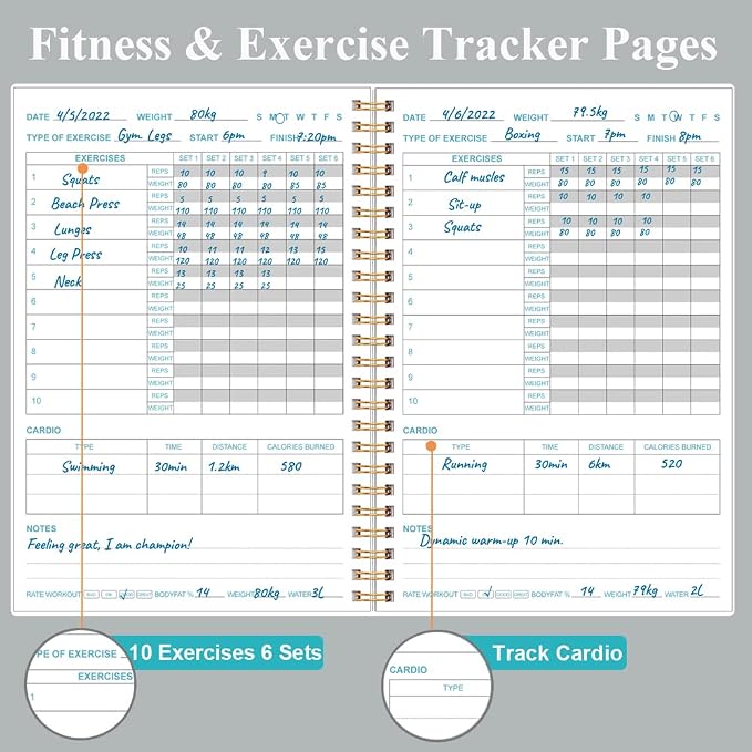Simplified Fitness Journal for Women & Men, A5 Workout Journal/Planner Daily - Image 3