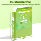 SUNEE 3 Ring Binder 1 Inch 1 Pack, Tender Green - Image 7
