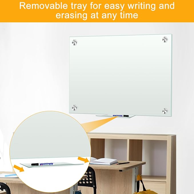 H-Qprobd Glass Whiteboard 60"x40" Magnetic Dry Erase White Board - Image 3