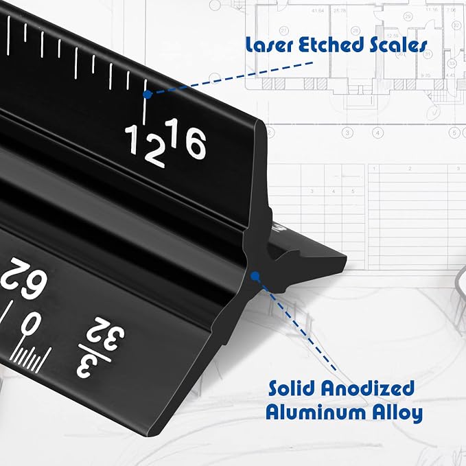 Macarrie 10 Pcs Architectural Scale Triangular Ruler 12" Architect Engineers - Image 4