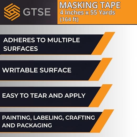 GTSE Extra Wide Masking Tape, Bulk Contractors Pack, 4 inch x 55 Yards - Image 6