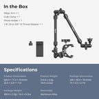 SMALLRIG 22" Magic Arm Clamp, Overhead Phone Mount Holder Stand, Flexible Desk - Image 9