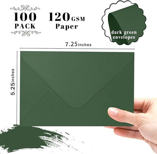 100 Pack Dark Green Envelopes 5x7, Goefun A7 Envelopes - Image 2