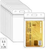 100 Pcs Clear Plastic Vertical Name Badge ID Card Holders by Orcielo