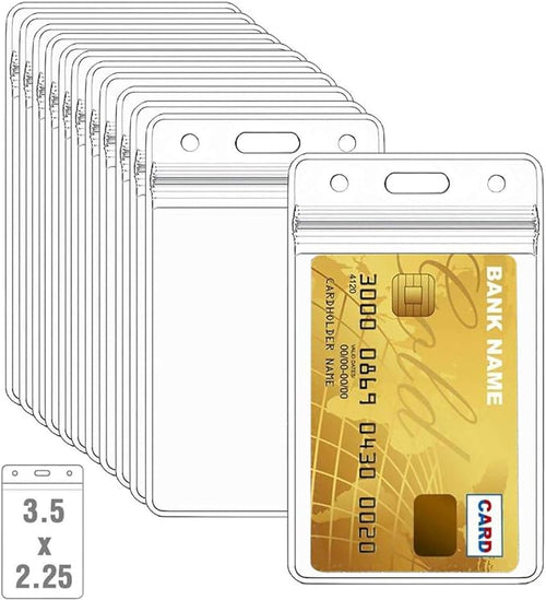 100 Pcs Clear Plastic Vertical Name Badge ID Card Holders by Orcielo