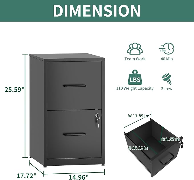 FLIXELIO 2 Drawer File Cabinet - Image 3
