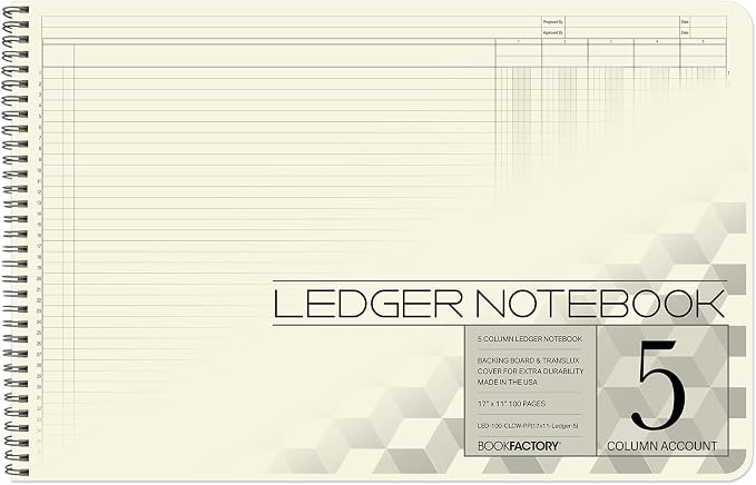 BookFactory Accounting Ledger Notebook/Large 5 Column Accounting Ledger by BookFactory
