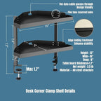 Yuxh Clamp On Desk Corner Shelf 2 Tier Cilp Under Table Corner Organizer - Image 2