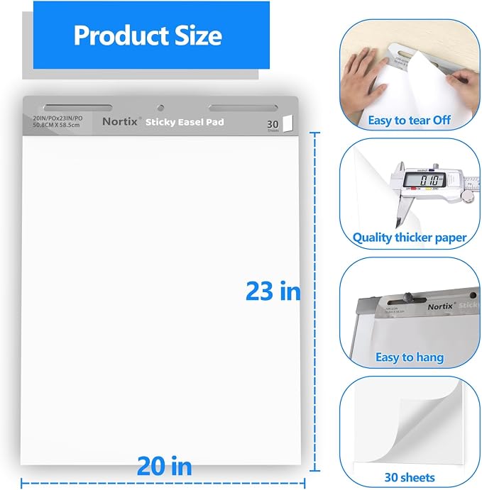 Nortix Flip Chart Paper, Sticky Easel Pads, Chart Paper - Image 4