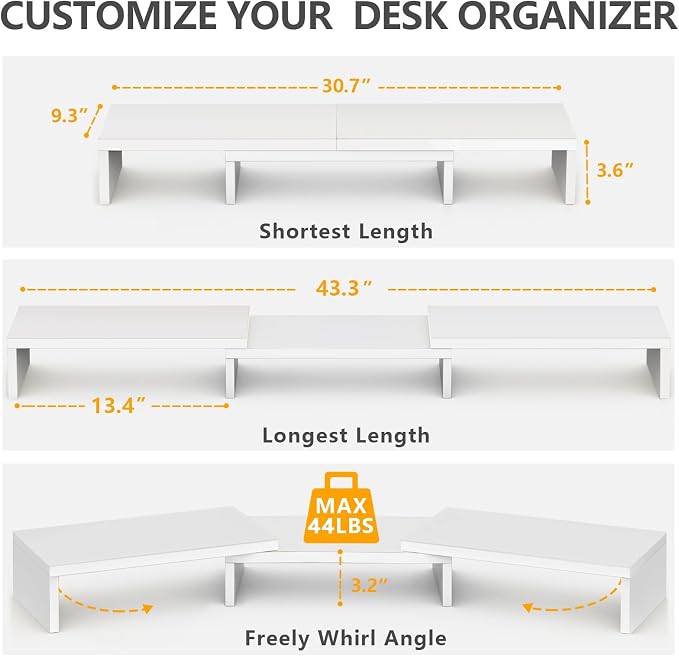 TAVR Furniture Dual Monitor Stand Riser, Computer Monitor Stands - Image 3