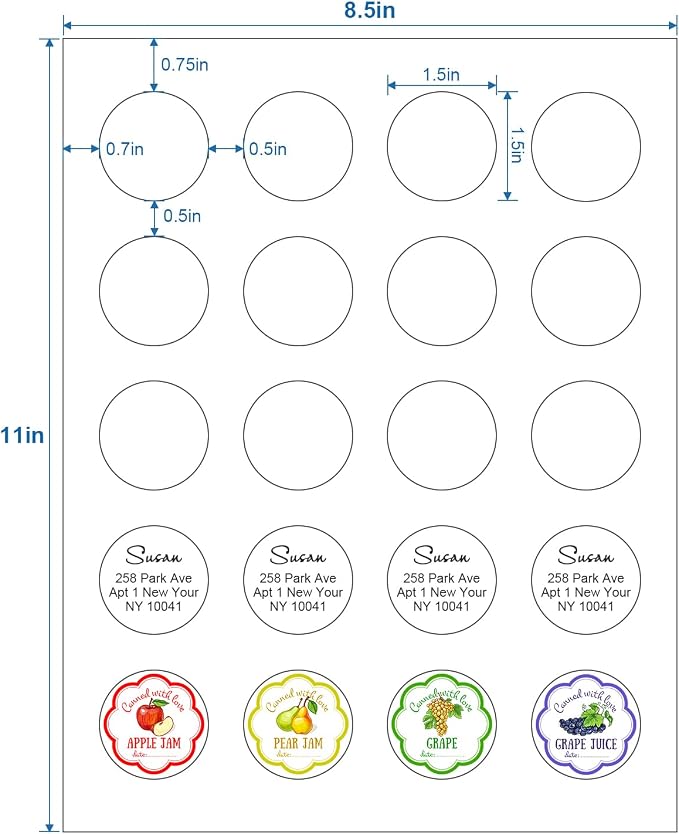 Methdic 1.5" Diameter High Visibility Printable Round Labels，Matte White，600 - Image 2