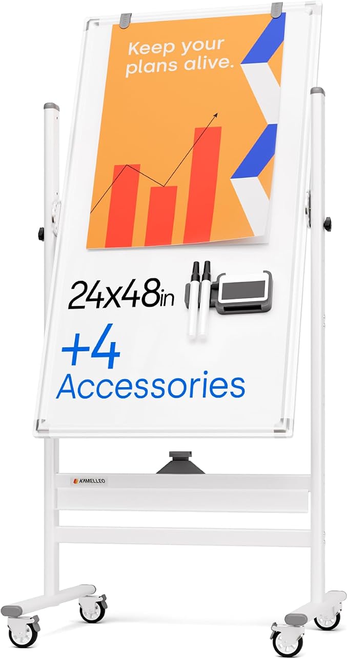 Rolling Dry Erase Board 24 x 48 by KAMELLEO