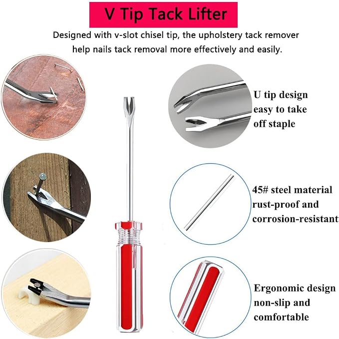 Tayfeim 4Pcs Upholstery Staple Remover Nail Puller Nail Remover Tool Set - Image 5