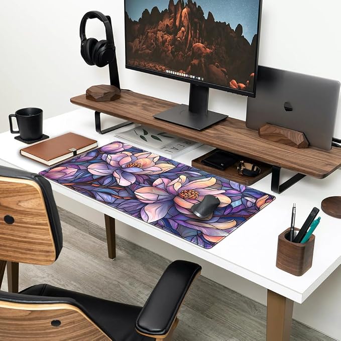 Floral Desk Mat Gaming Large Mouse Pad Desk Keyboard Pad, Long Computer Mat - Image 3