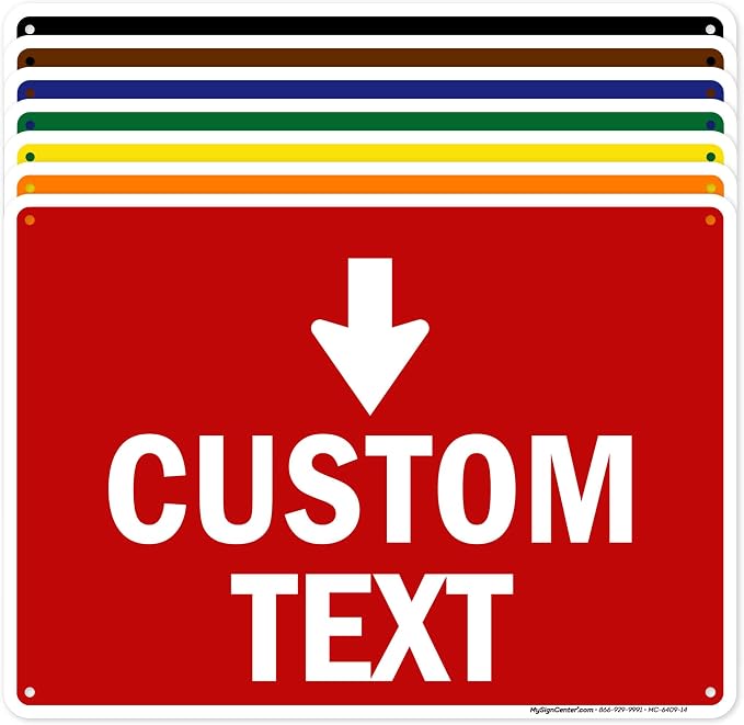 Custom Arrow, Custom Directional Sign, Down Arrow, 10x14 Inches, 55 mil thick by MySignCenter