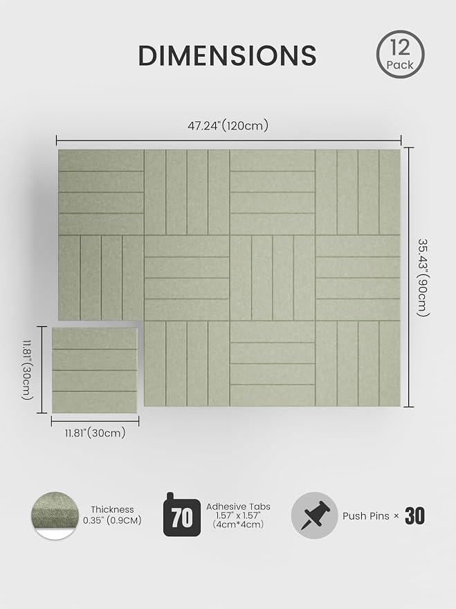 Bumusty Large Cork Board Alternative-47 x35 Felt Bulletin Board Tiles, - Image 2