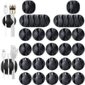 OHill Desk Cable Management Cord Organizer, 24 Pack Black Self Adhesive Cord by OHill