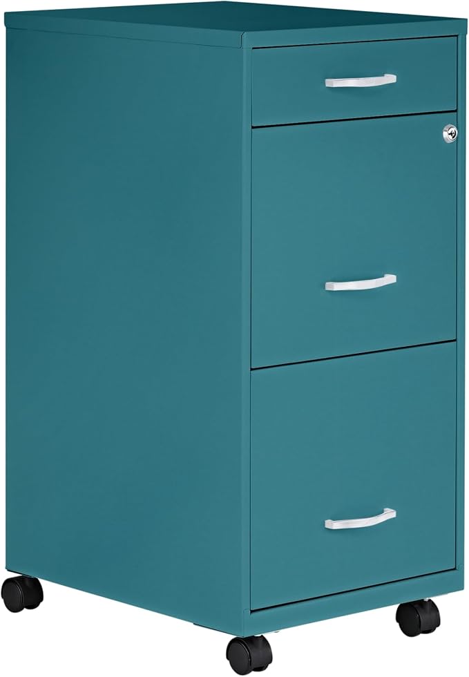 Lorell LYS SOHO Box/File/File Teal Mobile Cabinet, 3 Drawer by Lorell