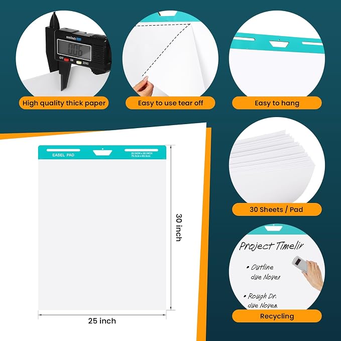 OLenyer Super Sticky Easel Pad, 25x 30IN, Large Self Stick Flip Chart Paper - Image 4