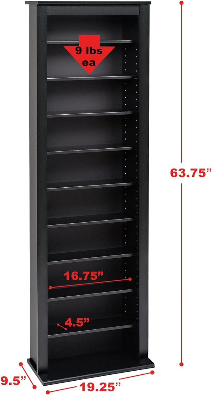Prepac Narrow Cabinet Media Storage, Slim Barrister Tower - Image 3