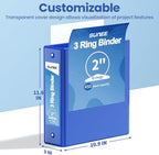 SUNEE 3 Ring Binder 2 Inch 1 Pack, Cobalt Blue - Image 7