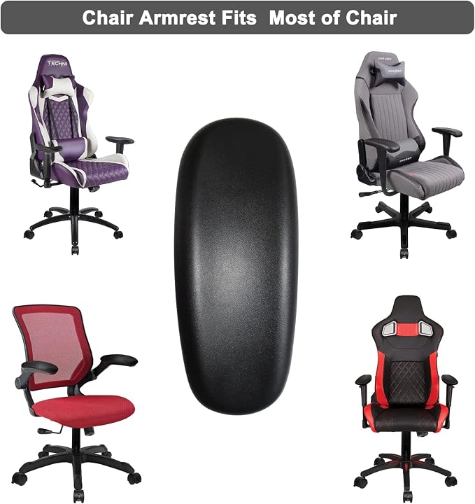 MySit Office Chair Armrest Replacement Arm Pads Univeral 4" Mounting Hole Black - Image 6