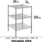 Regal Altair 24" Deep x 24" Wide x 34" Height Wire Shelving Kit | 3-Tier | NSF - Image 3