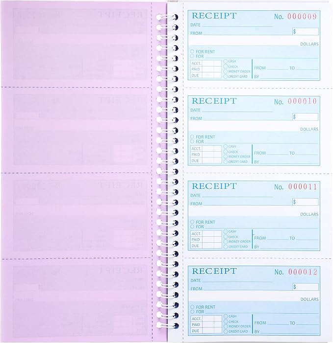 Receipt Books with Carbon Copies, Money and Rent Receipt Book, 3-Part Carbonless - Image 4
