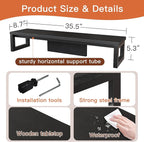 HEWORLIF Dual Monitor Stand Riser, Wood and Steel Monitor Stand - Image 6
