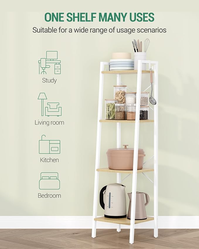 Hzuaneri Ladder Shelf, Bookshelf Bookcase, Freestanding Corner Storage Shelve - Image 4