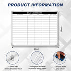 Lined Whiteboard Blank Grid Aluminum Frame Dry Erase Board Reusable Wall - Image 2